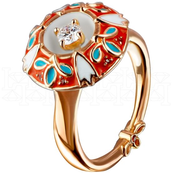 Фото - Кольцо из рыжего золота с бриллиантом из коллекции "Ольга" R3468-4313 (772)