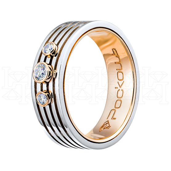 Фото - Кольцо из бело-рыжего золота с бриллиантом из коллекции "Парные обручальные кольца" R4372-10382 (210)
