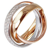 Кольцо обручальное из цветного золота с бриллиантами из коллекции "тринити" R3535-4246 (244)