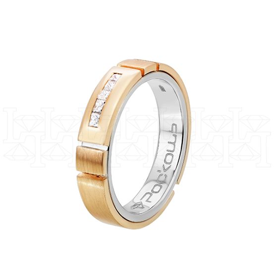Фото - Кольцо обручальное из рыже-белого золота с бриллиантами из коллекции "Парные обручальные кольца" R4681-5621 (210)