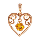Подвеска сердце из белого золота с сапфиром и бриллиантами P3003-4360 (193)