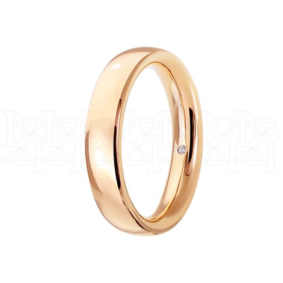 Фото - Кольцо обручальное из рыжего золота с бриллиантом из коллекции "Парные обручальные кольца" R5069-7092 (210)