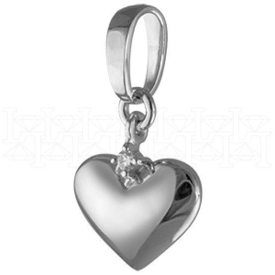 Фото - Подвеска сердце из белого золота с бриллиантом P3949-4587 (193)